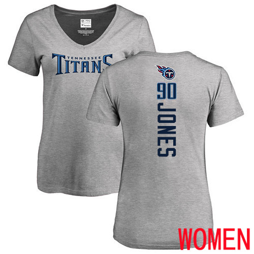 Tennessee Titans Ash Women DaQuan Jones Backer NFL Football #90 T Shirt